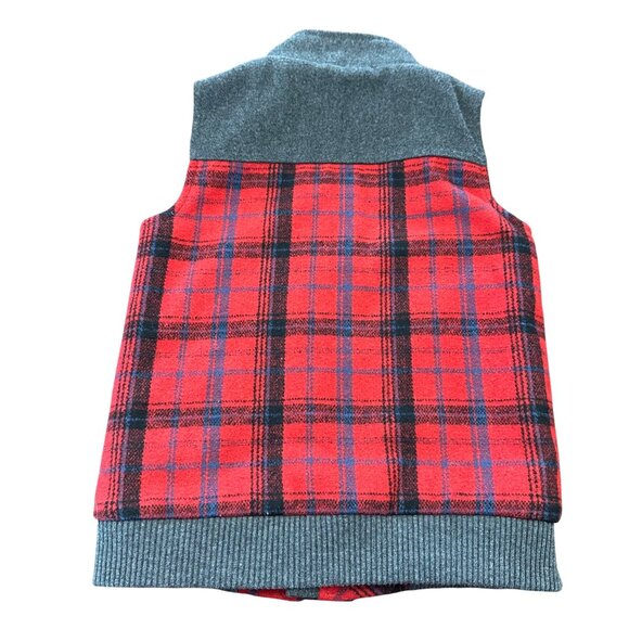 Oshkosh Genuine Kids Vest Boys 5T Red Gray Plaid Outerwear Full Zip - Picture 2 of 8